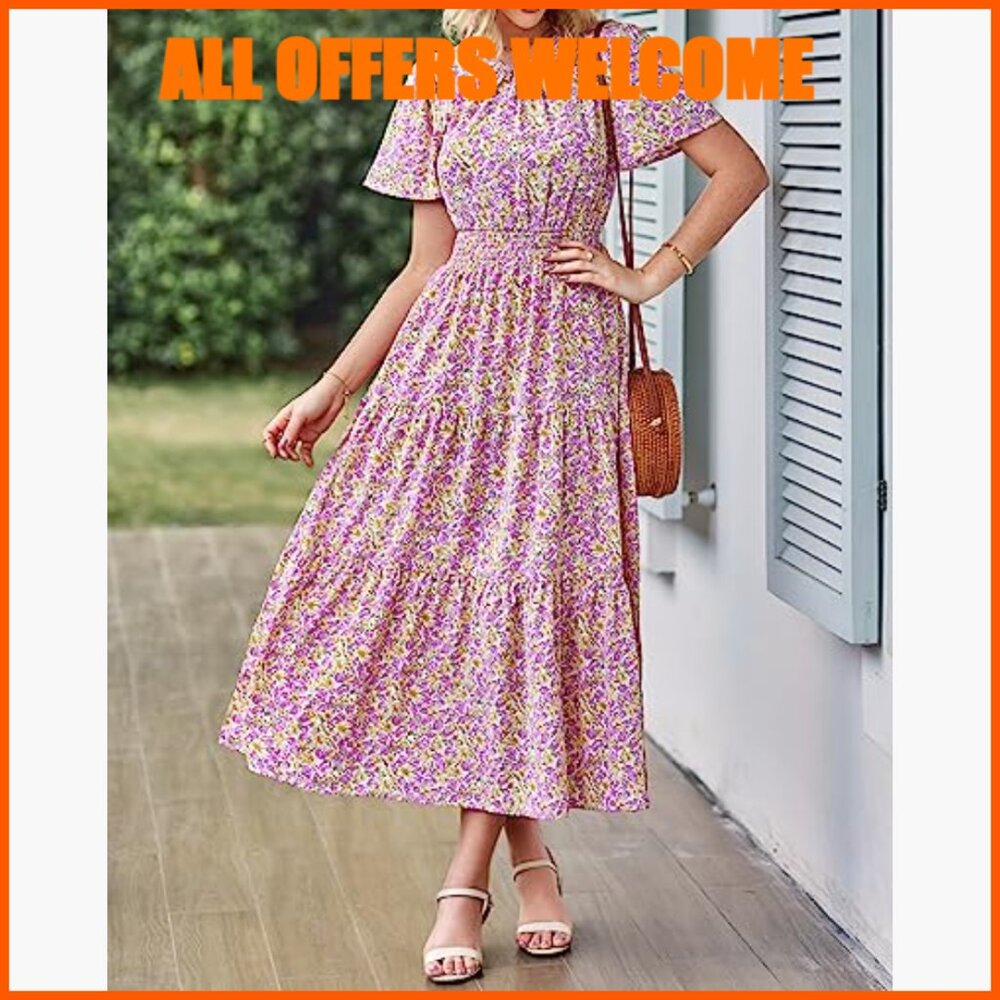 Polyester Elastane Flutter Sleeve Smocked Waist T… - image 2